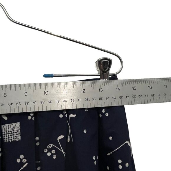 90s Golf Print Skirt Side Button Midi to Maxi Blue White Vintage SZ S 10 Cotton - Picture 5 of 15